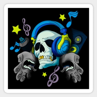 Blue Skull Monster Music Magnet